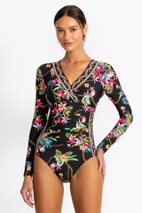 MILLER RUCHED WRAP SURF ONE PIECE