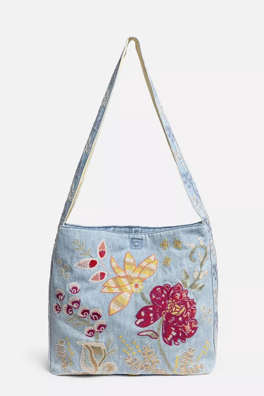 WIDE STRAP DENIM TOTE BAG