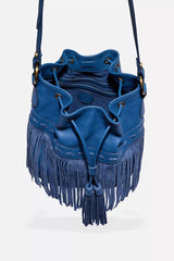 ITALIAN LEATHER FRINGE BUCKET BAG