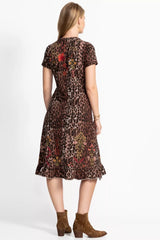 SHORT SLEEVE RUFFLE HEM DRESS
