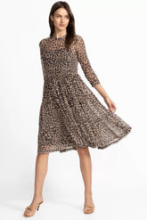3/4 SLEEVE MESH TIERED DRESS