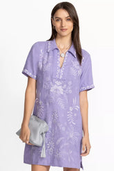 LINEN HENLEY COLLARED DRESS