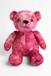 PINK PRINTED VELVET BEAR