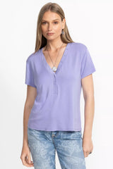 MODAL JERSEY BUTTON NECK TEE