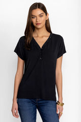 MODAL JERSEY BUTTON NECK TEE