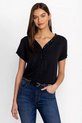 MODAL JERSEY BUTTON NECK TEE