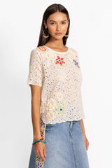 NYDIA APPLIQUE TOP