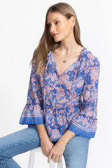 FLORENTINA RUFFLE LAKE BLOUSE