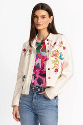 CROCHET CROPPED DENIM JACKET