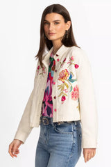 CROCHET CROPPED DENIM JACKET