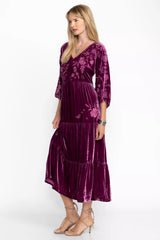 VELVET DOLMAN TIERED DRESS