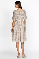 Champagne Beaded Mesh Dress
