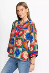 FRONT TIE VILLA BLOUSE