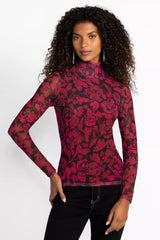 REBECCA MESH MOCK NECK TEE