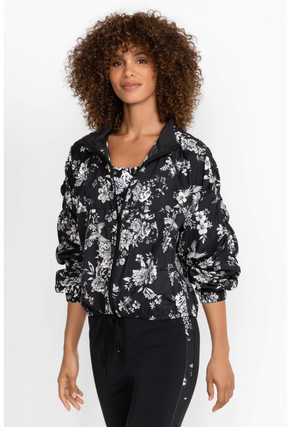 Women Active | Johnny Was Bee Active Ruched Sleeve Parachute Jacket Charcoal Dreamer