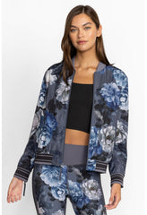 Women Active | Johnny Was Grey Peony Drop Shoulder Bomber Jacket Grey Peony