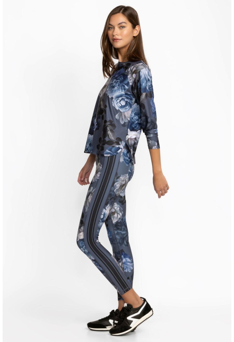 Women Active | Johnny Was Grey Peony High Waist Sculpting Legging Grey Peony