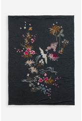 Women Blankets | Johnny Was Emiko Throw Blanket Charcoal Grey