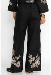 Women Bottoms | Johnny Was Addison Drawstring Wide Leg Pant Black