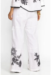 Women Bottoms | Johnny Was Addison Drawstring Wide Leg Pant White