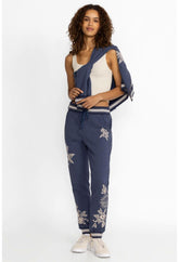 Women Bottoms | Johnny Was Addison Rib Detail Ft Jogger Heather Indigo