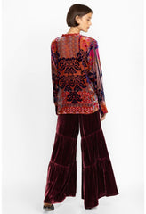 Women Bottoms | Johnny Was Black Velvet Tiered Wide Leg Pant Dark Spice