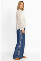 Women Bottoms | Johnny Was Calipso Seamed Wide Leg Pant Denim Blue