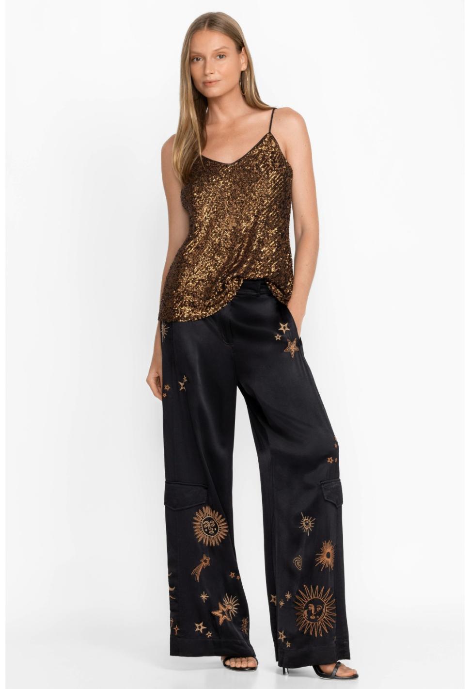 Women Bottoms | Johnny Was Estrella Wide Leg Cargo Pant Black
