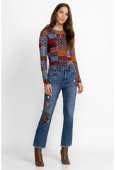 Women Bottoms | Johnny Was Griffin Cropped Baby Boot Jean Vintage Aged Destroyed Wash