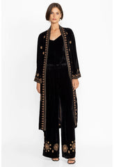 Women Bottoms | Johnny Was Heidi Velvet Wide Leg Pant Black