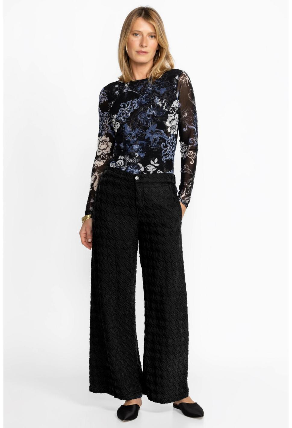 Women Bottoms | Johnny Was Hiro Houndstooth Pant Black