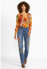 Women Bottoms | Johnny Was Isabella Boyfriend Jean Vintage Aged Destroyed Wash