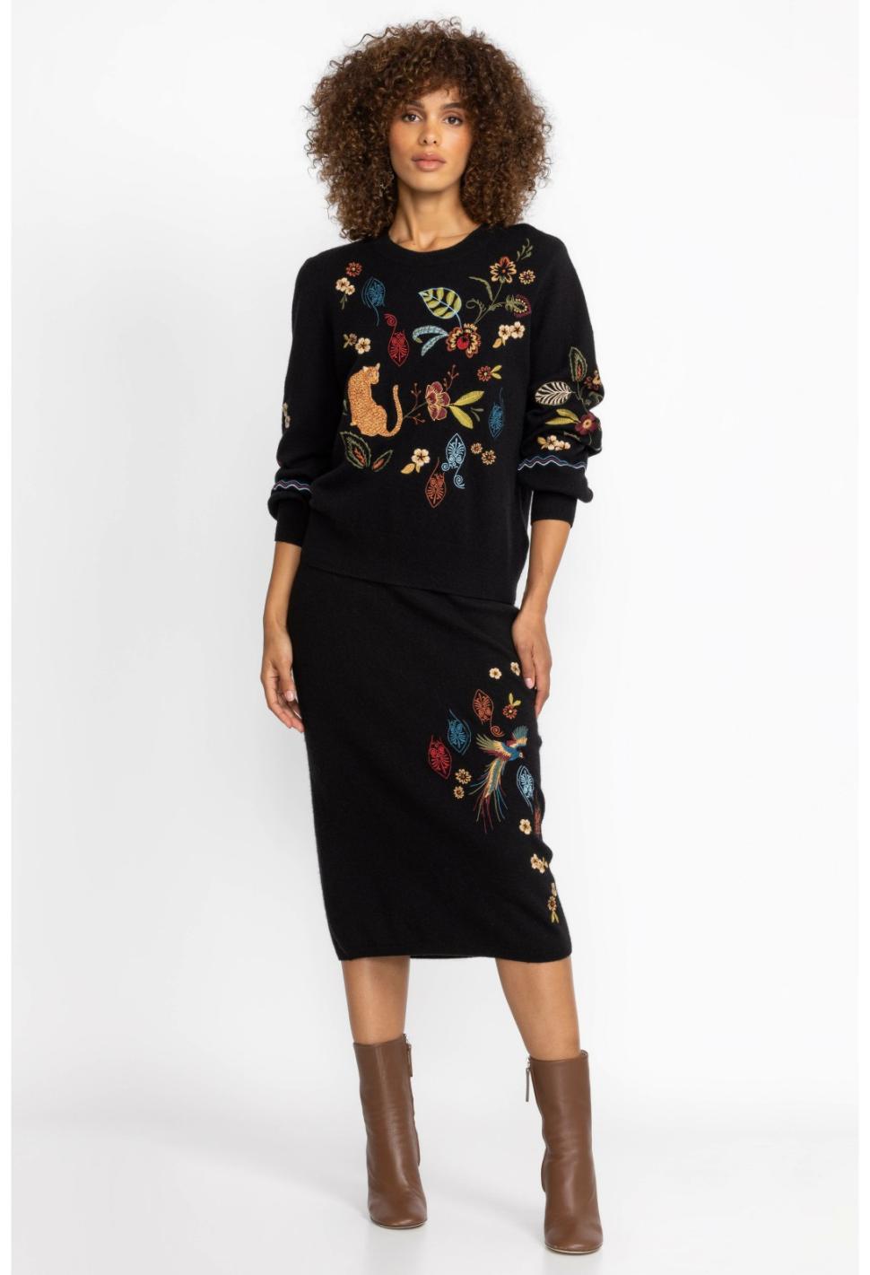 Women Bottoms | Johnny Was Isabella Sweater Skirt Black