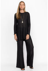 Women Bottoms | Johnny Was Jenna Metallic Easy Pant Black