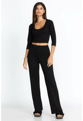 Women Bottoms | Johnny Was Ponte Wide Leg Pant Onyx