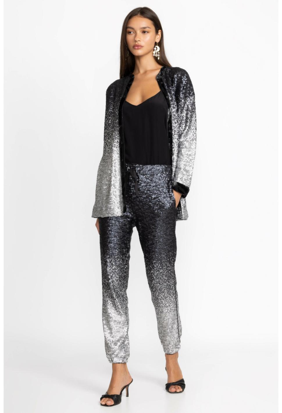 Women Bottoms | Johnny Was Sequin Black Simona Jogger Black