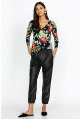 Women Bottoms | Johnny Was Vegan Leather Jogger Black