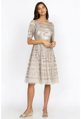 Women Dresses | Johnny Was Champagne Beaded Mesh Dress Champagne