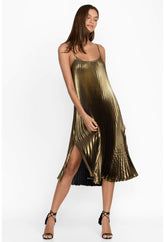 Women Dresses | Johnny Was Golden Gem Pleated Midi Dress Gold