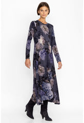 Women Dresses | Johnny Was Grey Peony Long Sleeve Tee Dress Grey Peony