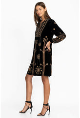 Women Dresses | Johnny Was Heidi Velvet Yoke Dress Black