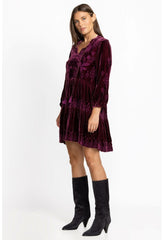 Women Dresses | Johnny Was Ivey Velvet Field Tiered Dress Eggplant