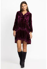 Women Dresses | Johnny Was Ivey Velvet Field Tiered Dress Eggplant