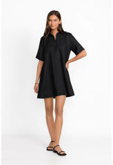 Women Dresses | Johnny Was Linen Polo Dress Black Beauty
