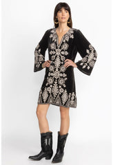 Women Dresses | Johnny Was Liona Velvet Kimono Sleeve Dress Black