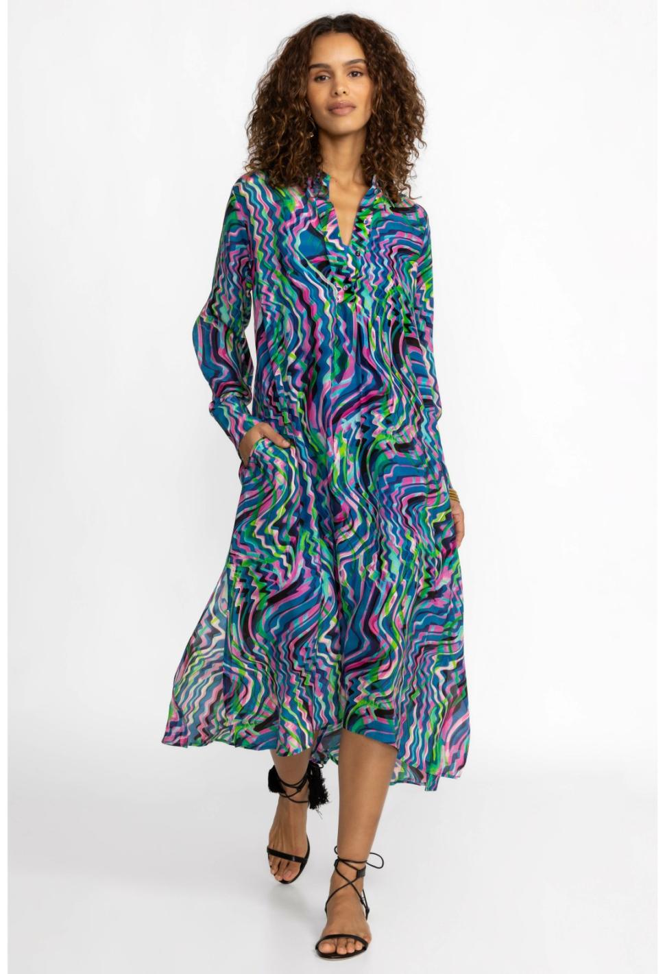 Women Dresses | Johnny Was Moonwave Henley Dress Moonwave