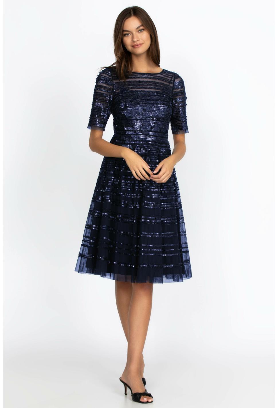 Women Dresses | Johnny Was Navy Beaded Mesh Dress Navy