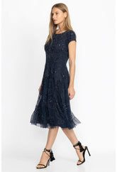 Women Dresses | Johnny Was Paisley Beaded Mesh Dress Navy
