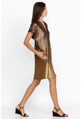 Women Dresses | Johnny Was Sequin Gold Alma Dress Gold