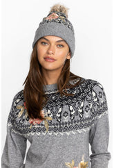 Women Fashion Accessories | Johnny Was Sammy Fairisle Beanie Charcoal